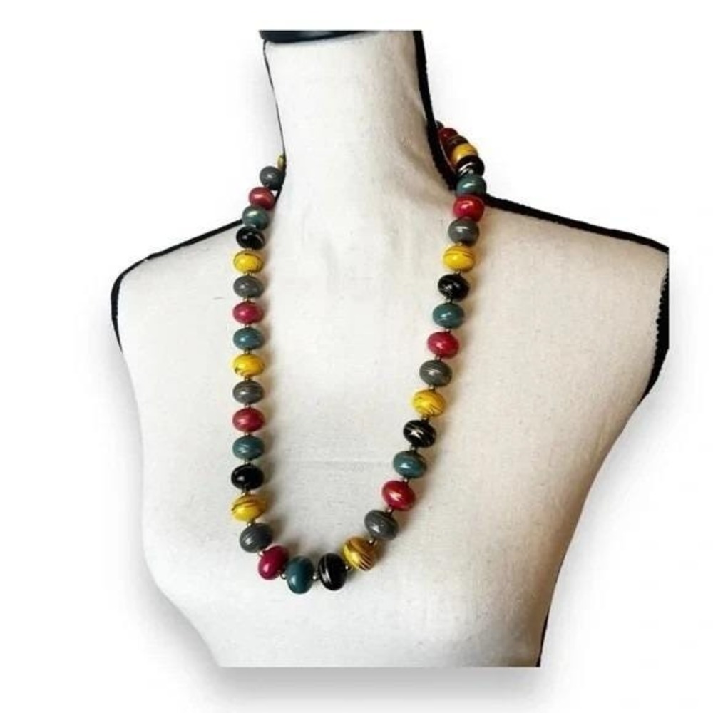 Vintage-Style Multi-Color Beaded Statement Necklace